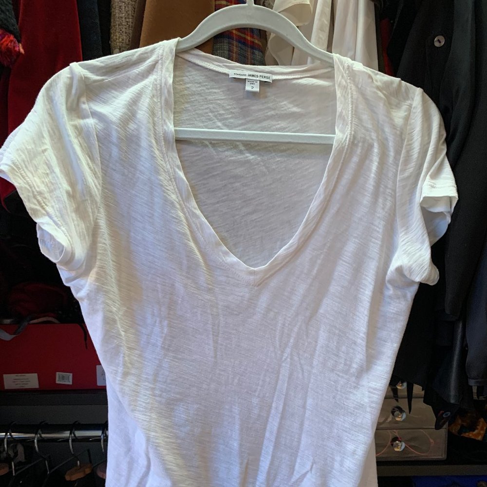 James Perse V-Neck White Tee